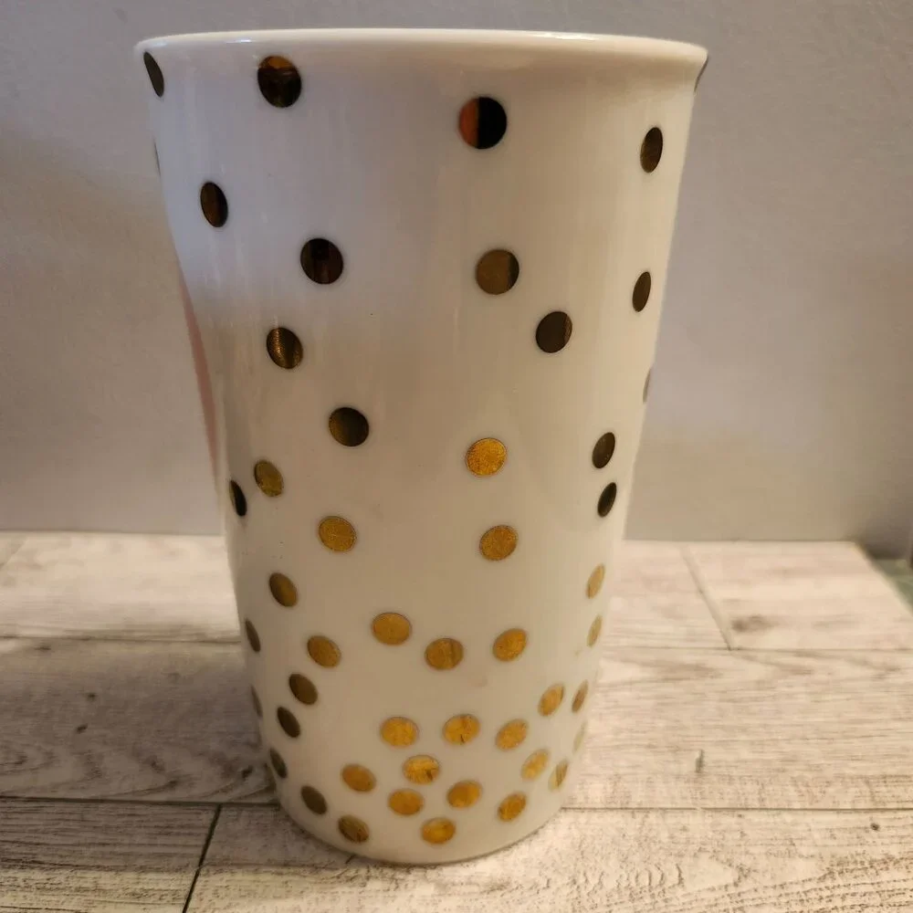 Ceramic Travel Mug with Lid Best Day Ever Polka Dot Charming Charlie